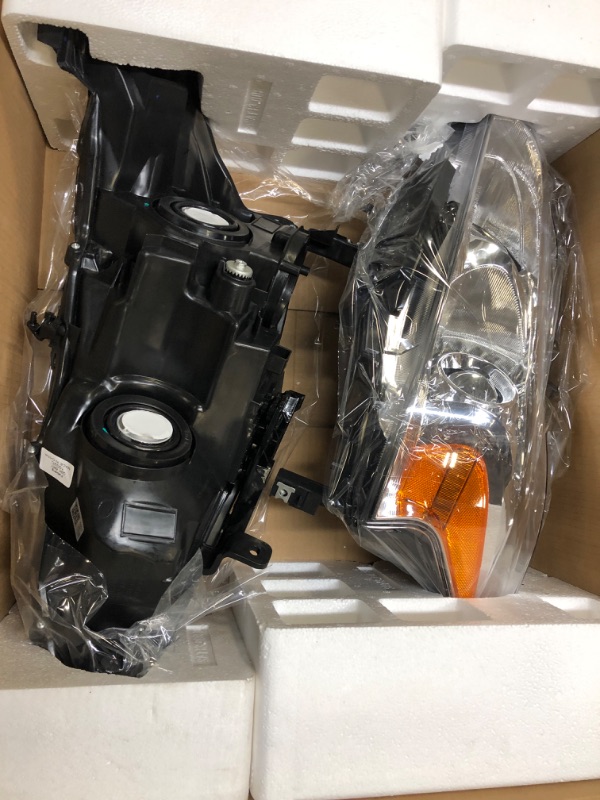 Photo 3 of ADCARLIGHTS 2013-2015 Nissan Altima Headlight Assembly for 2013-2015 Nissan Altima Clear Lens Chrome Housing with Amber Reflector Headlamp Replacement Left and Right
