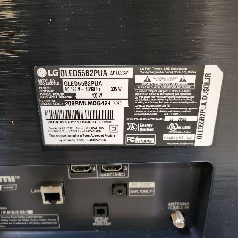 Photo 4 of LG 55 Class 4K UHD OLED Web OS Smart TV with Dolby Vision B2 Series OLED55B2PUA *SCREEN DAMAGE, DOES NOT TURN ON, FOR PARTS ONLY** 
