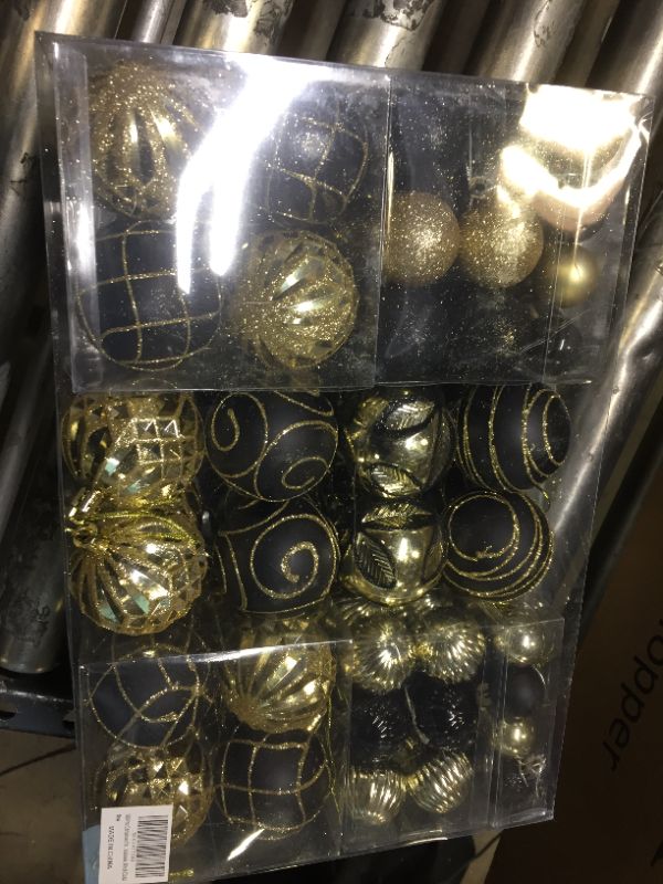 Photo 1 of 100PC CHRISTMAS BALL DECORATIONS,  BLACK GOLD