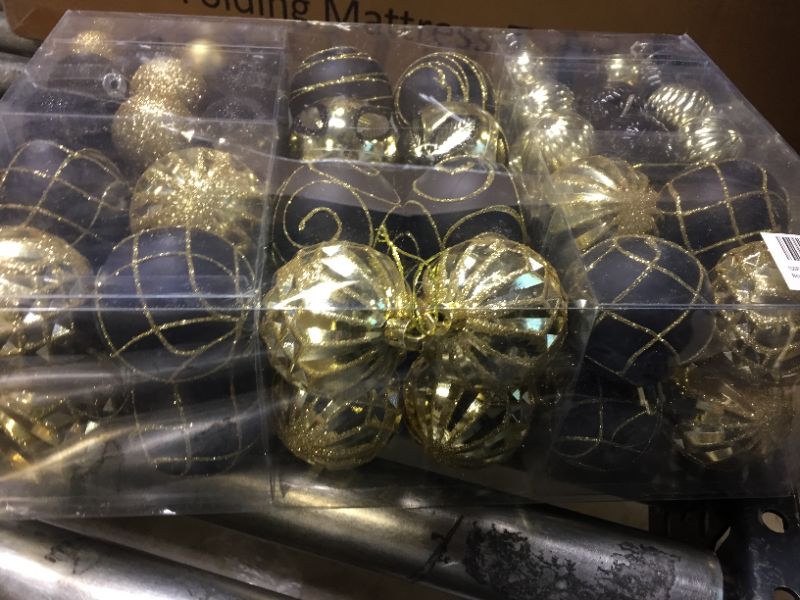 Photo 3 of 100PC CHRISTMAS BALL DECORATIONS,  BLACK GOLD