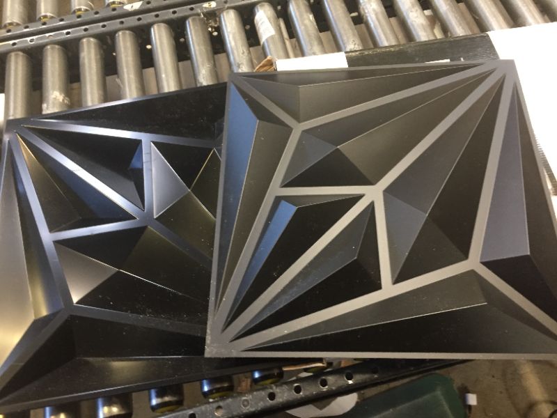 Photo 3 of Art3d Matte Black Textures 3D Wall Panels Sheets Diamond Design for Iinterior Wall Décor(12 Tiles 32 Sq Ft) 19.7"×19.7" Black 12