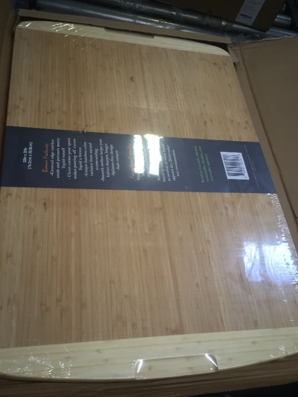 Photo 2 of 30 x 20 Bamboo Extra Large Cutting Board - * major crack *  Wooden Stove Top Cover Noodle Board - Meat Cutting Board for BBQ - Turkey Carving Board - Extra Large Charcuterie Board - Over the Sink Cutting Board 3XL - 30 x 20 Inches Two-Tone