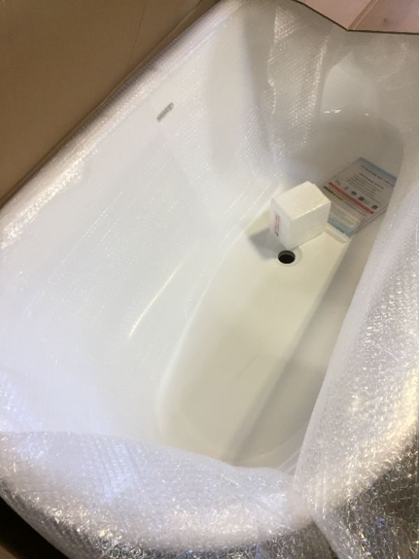 Photo 2 of 67"Freestanding White Acylic Soaking Bathtub with Brushed Nickel Drain and Overflow,BTA1513 --B/N--Drain &O
