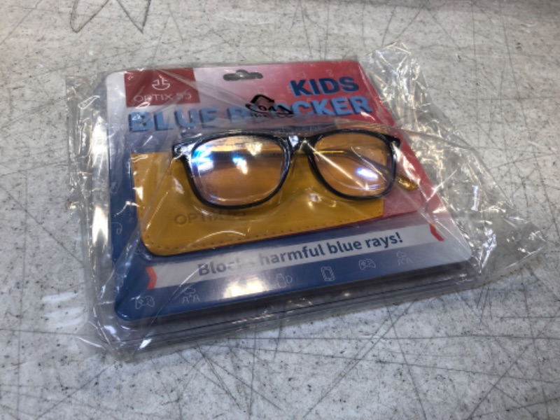 Photo 2 of Blue Light Blocking Glasses Girls & Boys | Anti Eyestrain Blue Light Glasses Kids Computer Gaming Glasses (Ages 3-10) | Flexible Blue Square Frames with Yellow Temples Video Phone Screen Eyeglasses