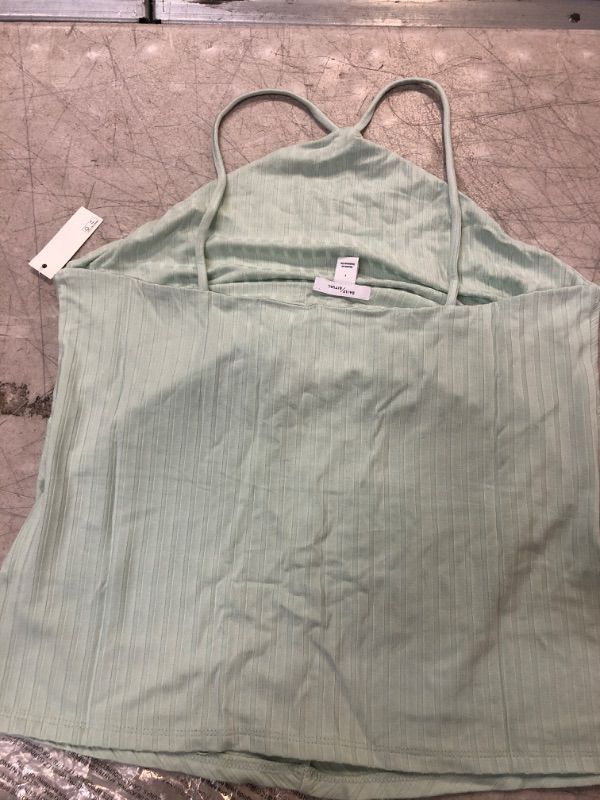 Photo 3 of Daily Ritual Women's Wide Rib Cropped T-Strap Cami Top ***SIZE Large Light Sage Green