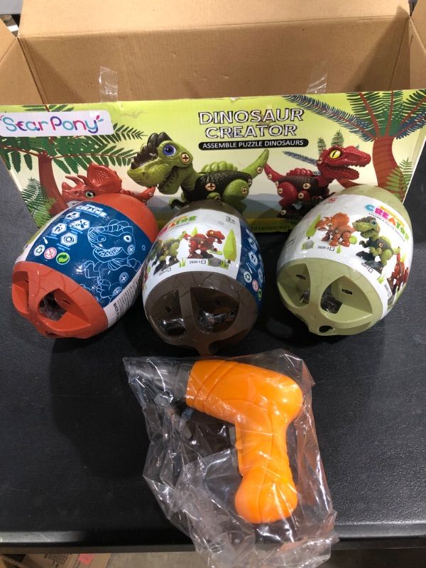 Photo 2 of 3 Pcs Take Apart Dinosaur Toys for 3 4 5 6 7 Year Old Boys Birthday Gifts with Dinosaur Eggs, Kids STEM Toys Dinosaur Toys for Kids 3-5 5-7 with Electric Drill