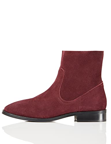 Photo 1 of Amazon Brand - FIND.Unlined Suede Ankle Boots, Red Burgundy, US 7.5