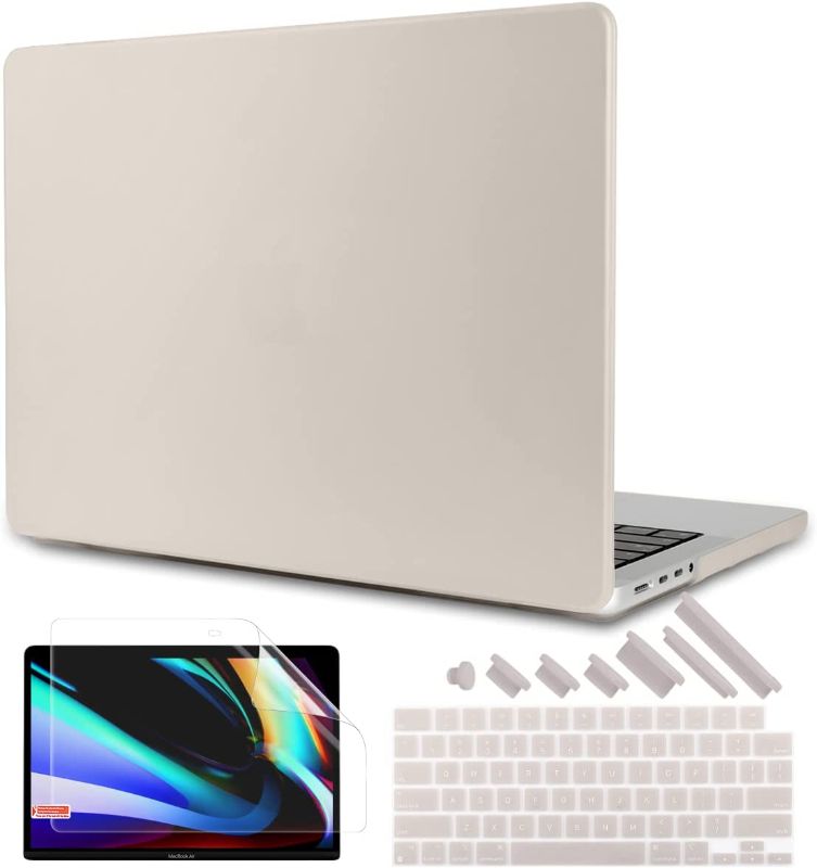 Photo 1 of TWOLSKOO for MacBook Pro 14 inch Case 2022 2021 Release A2442, Frosted Hard Shell Case & Keyboard Cover & Screen Protector Compatible with New MacBook Pro 14 inch M1 Pro/Max, Rock Ash