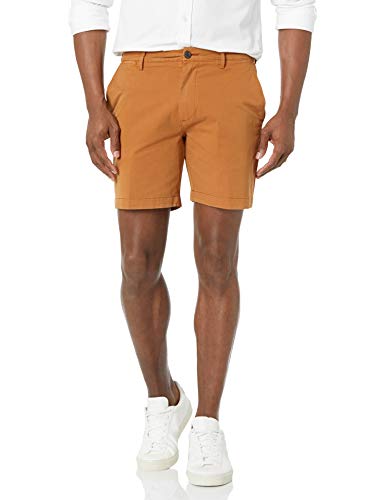 Photo 1 of Goodthreads Men's Slim-Fit 7" Flat-Front Comfort Stretch Chino Short, Tobacco Brown, 36