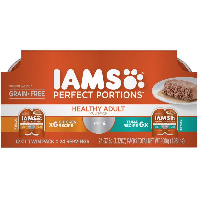 Photo 1 of 109048 2.6 Oz Perfect Portions Healthy Adult Multipack Chicken & Tuna Recipe Pate Grain-Free Cat Food Trays - Case of 12 & Pack of 2