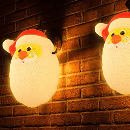 Photo 1 of 2 Pack Christmas Cute Santa Claus Porch Light Covers 12 Inch, Outdoor Indoor Holiday Christmas Decoration Lampshade for Garage Lights Front Doors Yards Gardens Post Large Lamps Corridors Parties