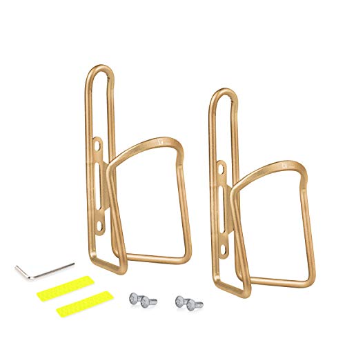 Photo 1 of Yansguard Golden 2 Pack Bike Water Bottle Holder Cage, Adjustable Size Lightweight for Cycling Fits Any Bike, Easy Installation
