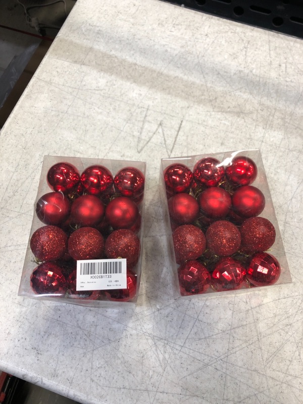 Photo 2 of 2 COUNT- Emopeak 24Pcs Christmas Balls Ornaments for Xmas Christmas Tree - 4 Style Shatterproof Christmas Tree Decorations Hanging Ball for Holiday Wedding Party Decoration (1.6"/4.2CM, Red) 1.6"/4.2CM Red