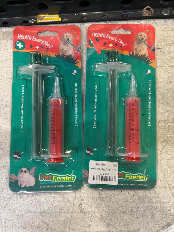 Photo 2 of 2 COUNT- Backagin Animal Pill Shooter, Animal Pill Popper, Animal Pill Gun for Baby Animals Dental Irrigation Syringe, 2 Packs Disposable Cat Piller for Birds type1: red+green