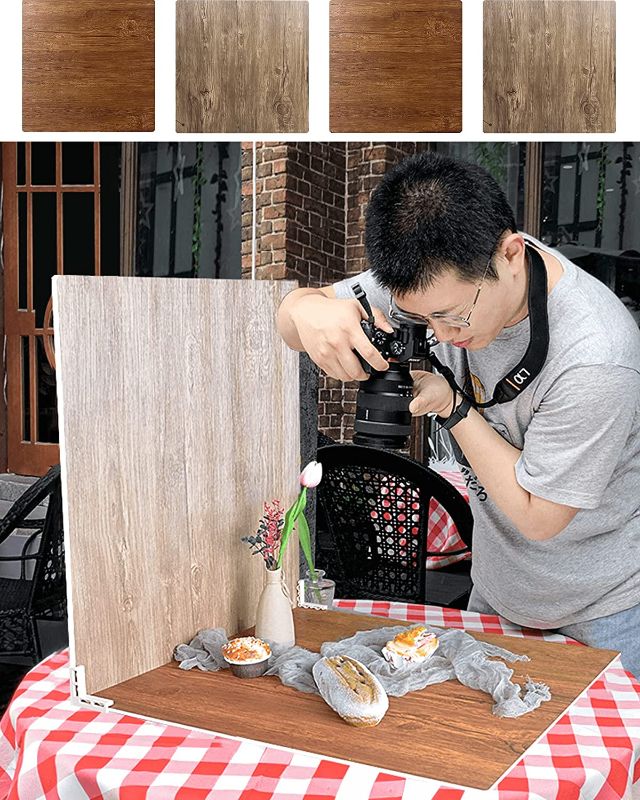 Photo 1 of 2PCS 4Patterns Photo Photography Backdrop Boards Double Sided 24x24in Food Photography Backdrop
