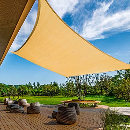 Photo 1 of 10' x 13'Rectangle Sunshade Cover Shade Sails Canopy Durable Waterproof Fabric Cloth Outdoor Sun Shade UV Protection for Patios,Deck,Pool,Gazebo-Sand
