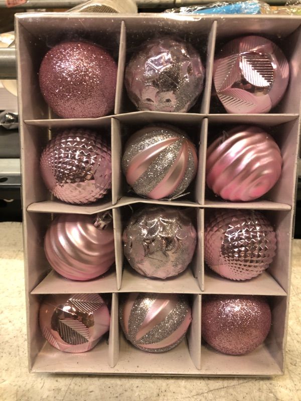 Photo 2 of 2.36‘’ Christmas Balls Ornaments - 12 Pieces - Christmas Tree Decorations - Pink