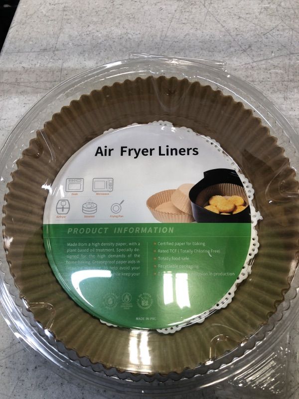 Photo 2 of 100 PCS Air Fryer Disposable Paper Liner, 6.3 Inch Non-Stick Air Fryer Liners, Round Baking Paper, Food Grade Parchment Oil-Proof Water-Proof Steamer Oil Paper for Roasting Microwave (Natural)