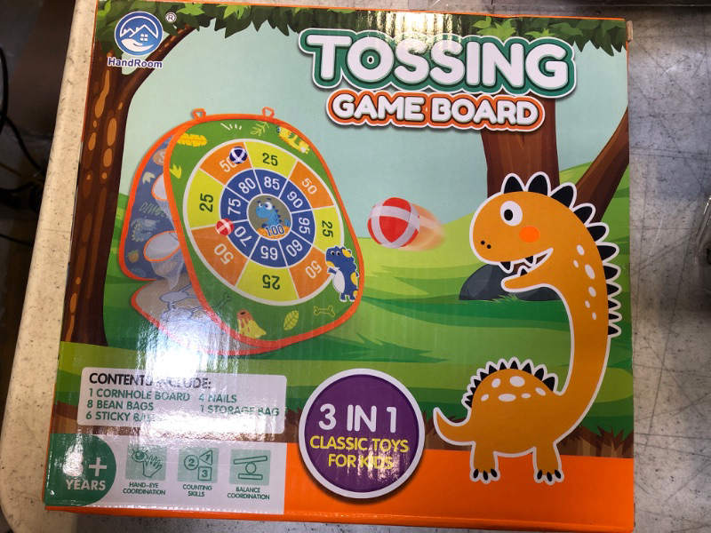 Photo 2 of 3 in 1 Kids Outdoor Games Bean Bag Toss Game Toy for Kids, Dinosaur Kids Outdoor Toys, Outdoor & Indoor Games Toys Family Party Supplies for Kids 3 4 5 6 7+  -- FACTORY SEALED --

