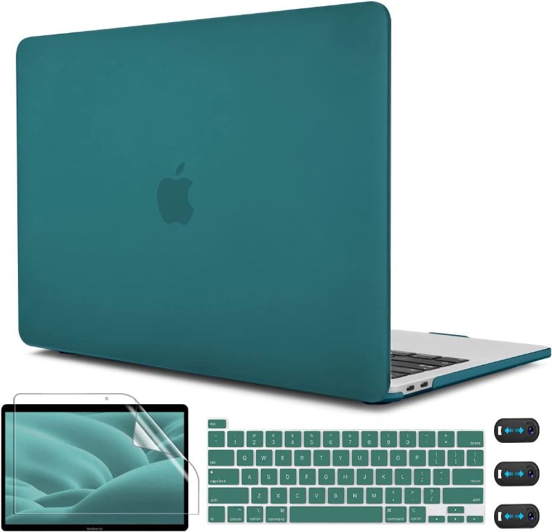 Photo 1 of CISSOOK Hard Shell Case for MacBook Pro 13 Inch Deep Teal M2 A2338 M1 A2251 A2289 with Touch Bar 2022 2021 2020 Release, Blackish Green Cover with Keyboard Cover for MacBook Pro 13 2020-2022 Release  -- FACTORY SEALED --
