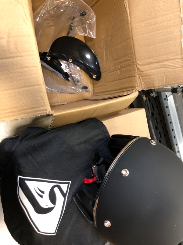 Photo 2 of Kyapra Open Face Helmet with Sun Shield?Bubble Visor& Brim Free Installation and Removal Jet Pilot Helmet with DOT Approved SIZE XL 