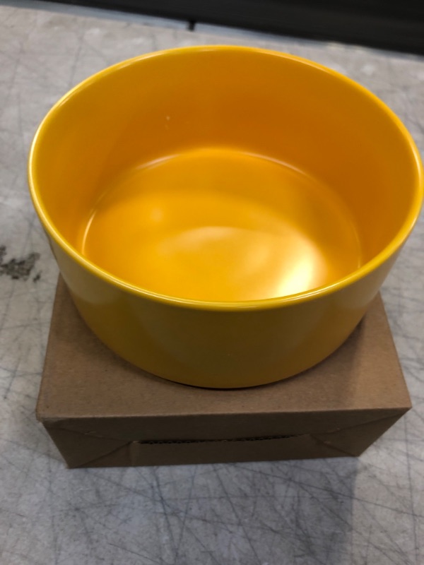 Photo 2 of 29oz Ceramic Dog Bowl, Cat Bowl For Food and Water with Bamboo Stand, Round-Shaped Comfortable Cat Food Bowl with Non-Slip Stand, Elevated Raised Dog Bowls and Cat Bowls For Eating and Drinking/Yellow
