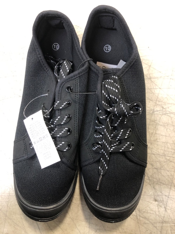 Photo 2 of   SIZE 10---------mysoft Womens Slip on Sneakers Barefoot Lace-up Walking Shoes, Comfortable and Lightweight 10 Black