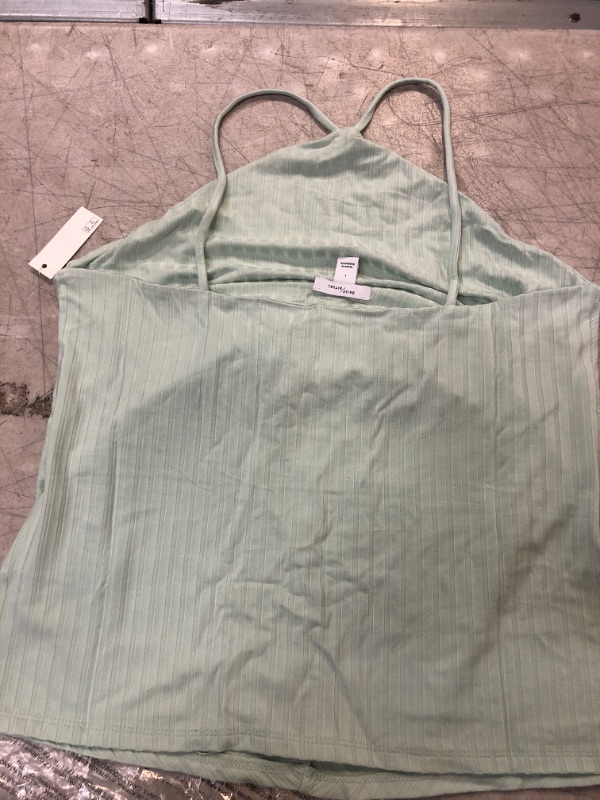 Photo 3 of  SIZE L----------Daily Ritual Women's Wide Rib Cropped T-Strap Cami Top Large Light Sage Green
