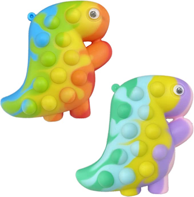 Photo 1 of 2PC Silicone Pop Fidget Toys It Ball 3D Dinosaur Stress Anxiety Relief Tie-Dye Poppers Pack Popit Mini for Girls Kids Adults Boy Autism Push Sensory Squeeze Bubbles Cheap Party Favor Gifts