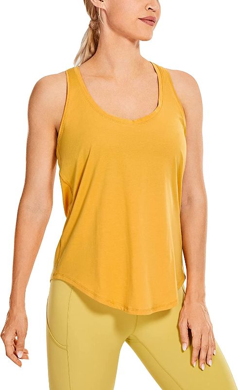 Photo 1 of Factory sealed -------------size L---------CRZ YOGA Women's Racerback Workout Tank Tops Loose Fit - Soft Pima Cotton Athletic Yoga Shirts Lightweight