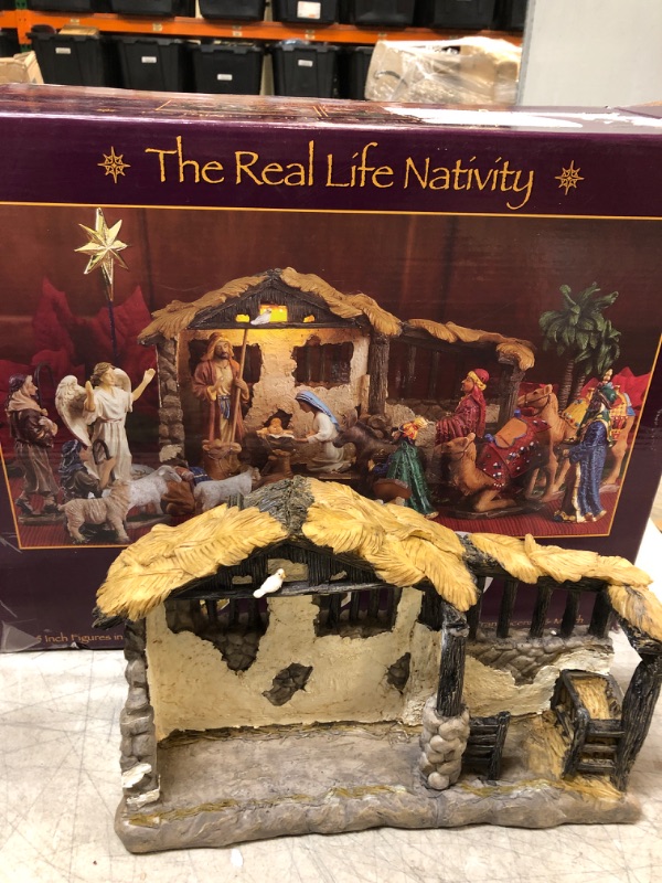 Photo 3 of  MISSING PARTS -------------------------Three Kings Gifts 23 Pieces, 5-Inch The Real Life Nativity - Includes Lighted Stable, Palm Tree and Chests of Gold, Frankincense and Myrrh