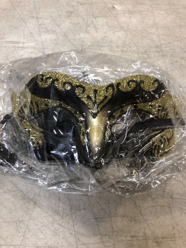 Photo 2 of 2 Pack Couple's Masquerade Mask for Couples Venetian Halloween Costume Party Decor Gold