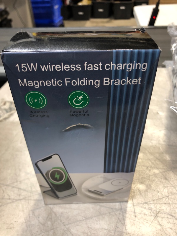 Photo 2 of FEPPO Foldable Magnetic Wireless Charger Compatible with iPhone 13/12 Series + 20W Power Adapter, Fast Aluminum Alloy Mag Safe Charging Stand Holder with 3.3FT Cable