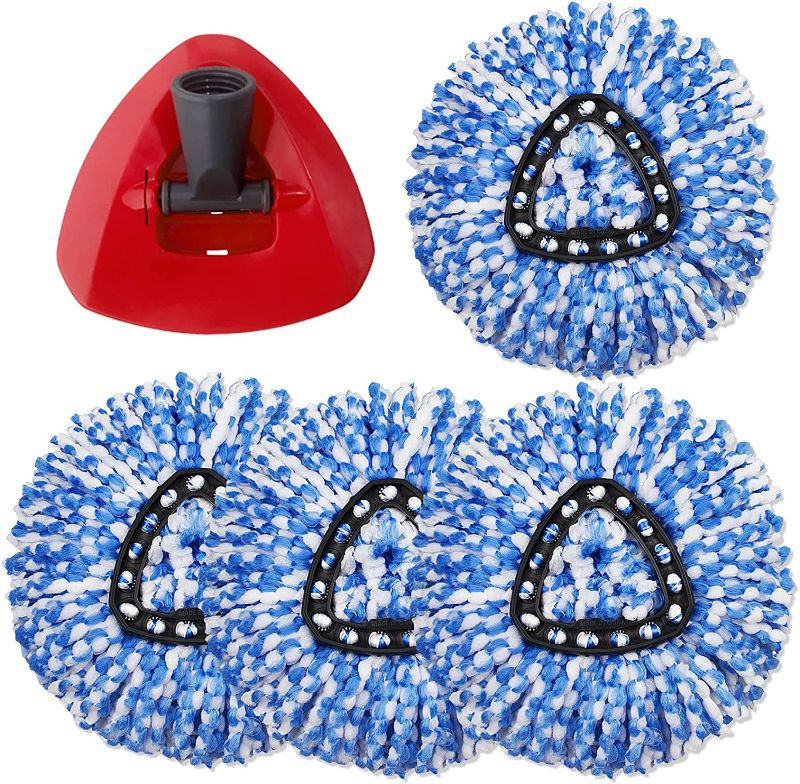 Photo 1 of 4+1 Pack Spin Mop Replacement Head for RinseClean Mop Head Refills, Includes 1 Mop Base and 4 Mop Head Compatible with Ocedar Mop 2 Tank System, Microfiber Easy Clean Mop Head for Floor Cleaning
