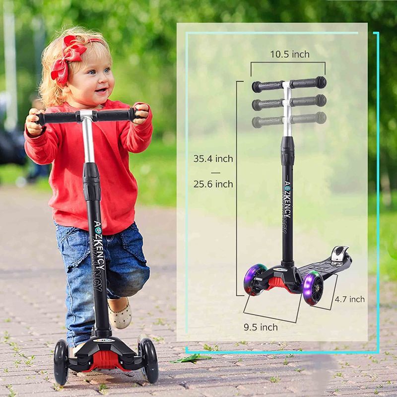 Photo 1 of AOZKENCY 3-Wheel Kids Scooter, Pu Flashing Wheel Light Kick Scooter, Adjustable Height, Wide Standing Board, Suitable for 3-6-year-old Children, Girls and...
