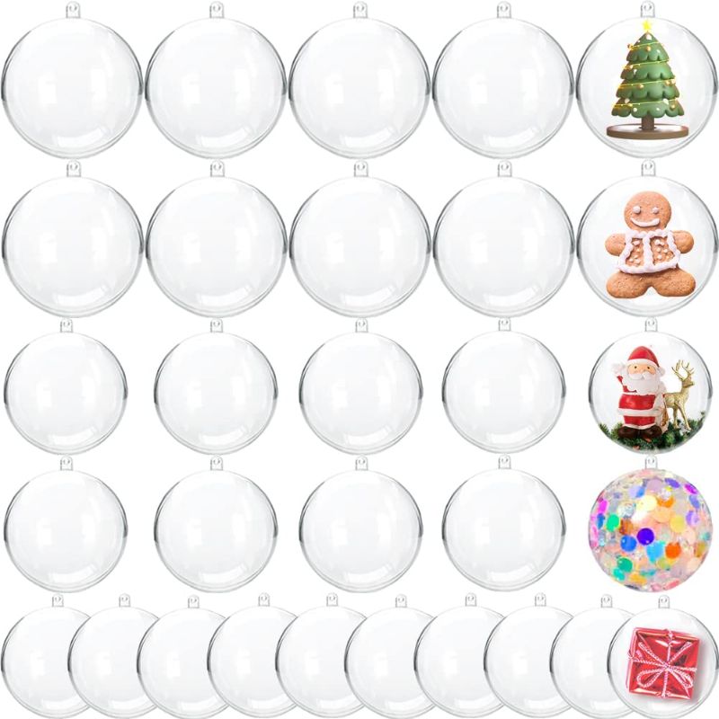 Photo 2 of 40 PCS Clear Christmas Ornaments,Clear Ornaments for Crafts Fillable,Clear Plastic Ornaments for Christmas Tree,Christmas Party Decorations,Home Decorations,Christmas Decorations(50mm,60mm,70mm)
