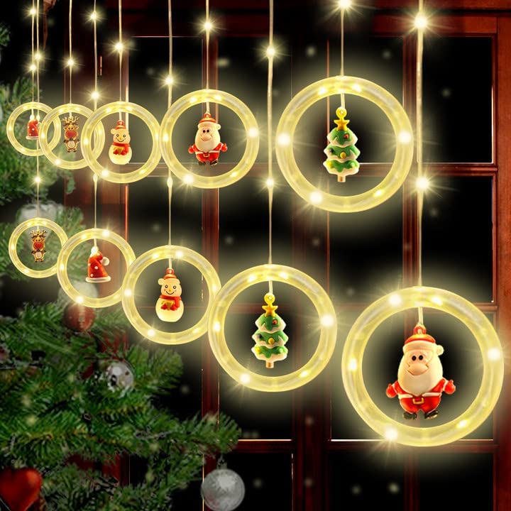 Photo 1 of 110 LED Christmas Lights Indoor Outdoor Decorations - 10FT Christmas Window Curtain Light Hanging Decor