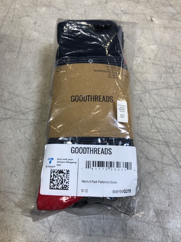 Photo 1 of Goodthreads Men's Patterned Socks, Pack of 5 SIZE 8-12
