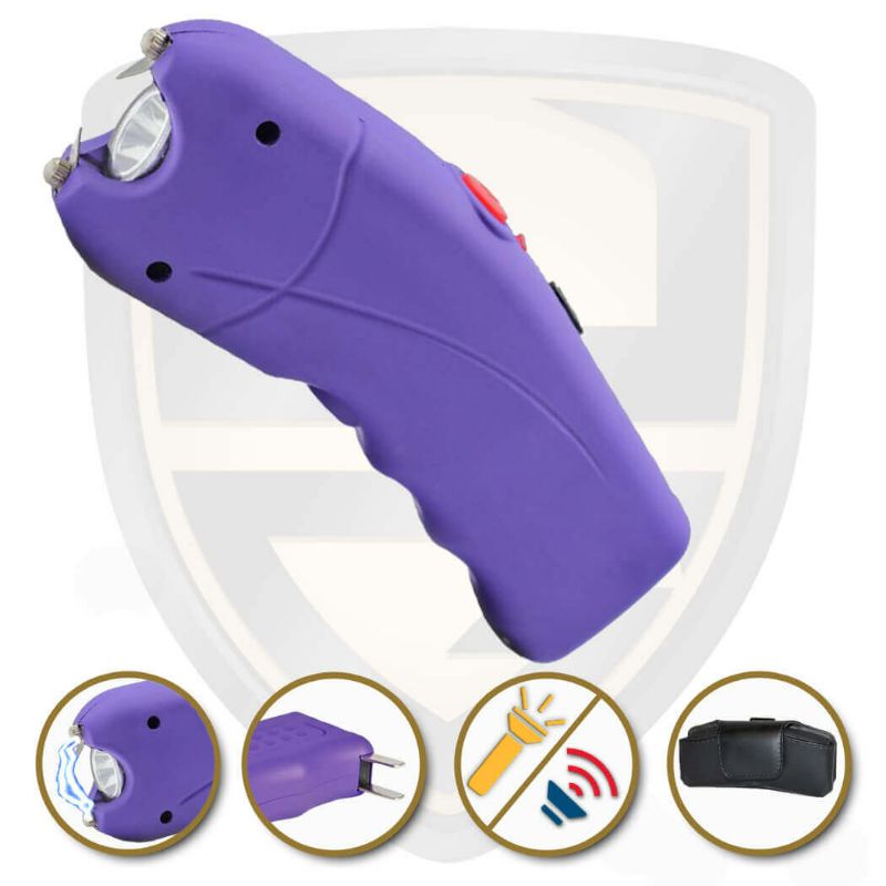 Photo 1 of Purple Stun Gun With Holster Flashlight And Alarm Model For Easy Grip Rechargeable
  