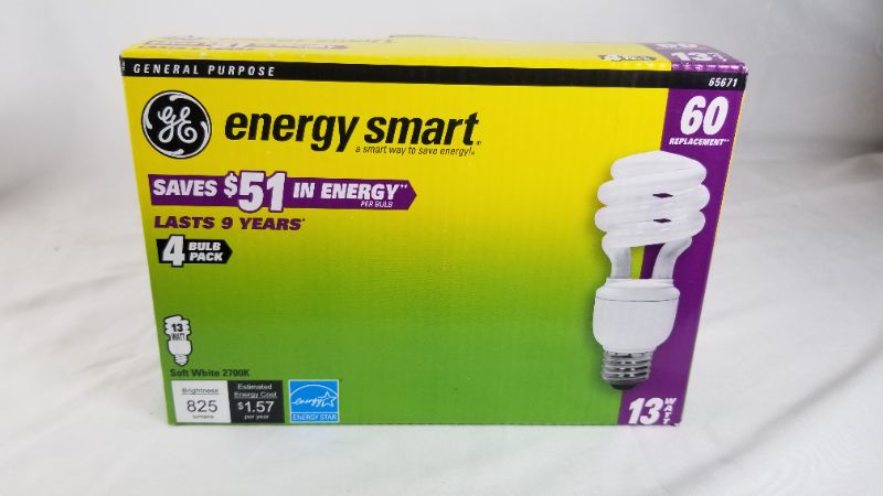 Photo 1 of 4 Pack 13 Watt Cfl Light  Bulbs 