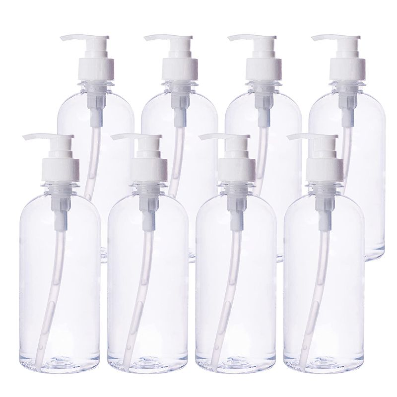 Photo 1 of  Crystal Clear, Leak Proof, Dispenser for Creams, Gel, Liquid, Oils, Refillable Thick and Sturdy BPA Free 12oz -(8 - Pack)