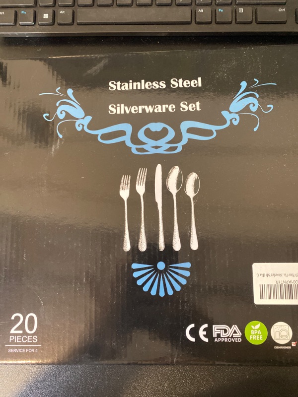 Photo 2 of Silverware Set, 20-Piece Stainless Steel Flatware Cutlery Set Service for 4, Include Knife/Fork/Spoon, Mirror Polished and Dishwasher Safe