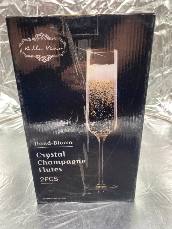 Photo 3 of GLASSWARE Classy Champagne Flutes - Hand Blown Crystal Champagne Glasses - Set of 2 Elegant Flutes – Gift for Wedding, Anniversary, Christmas – 8oz, Clear