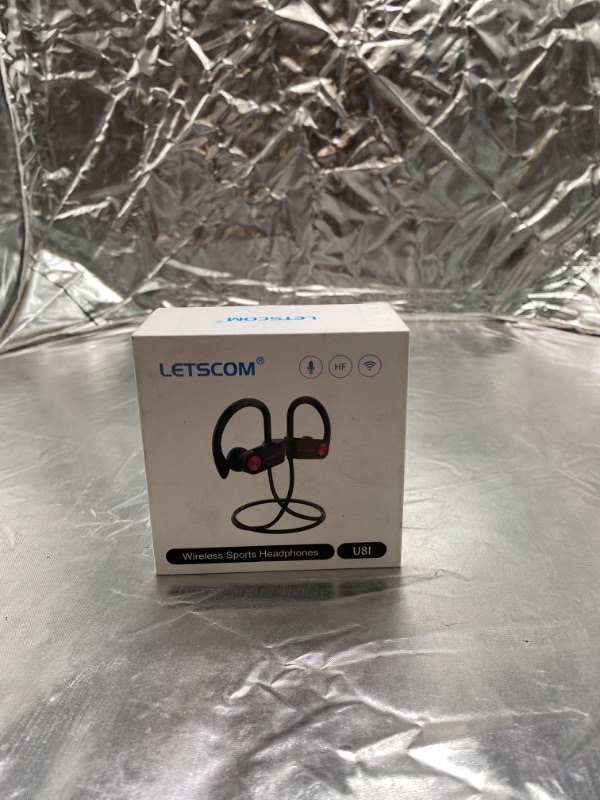 Photo 3 of LETSCOM U8I Bluetooth Headphones V5.0 IPX7 Waterproof, HiFi Bass Stereo Sweatproof Earbuds