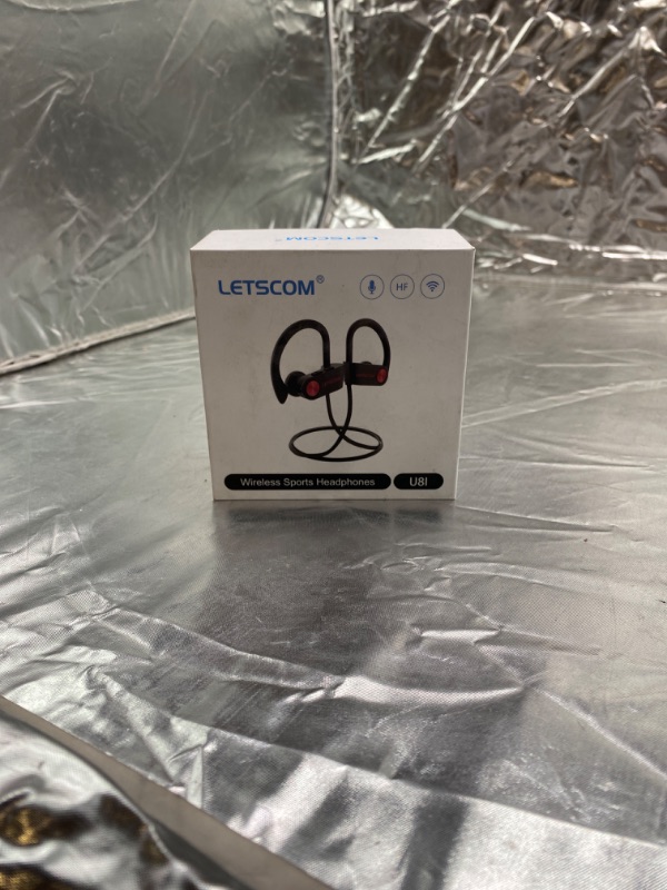 Photo 2 of LETSCOM U8I Bluetooth Headphones V5.0 IPX7 Waterproof, HiFi Bass Stereo Sweatproof Earbuds