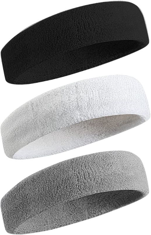 Photo 1 of BEACE Sweatbands Sports Headband for Men & Women - Moisture Wicking Athletic Cotton Terry Cloth Sweatband for Tennis, Basketball, Running, Gym, Working Out