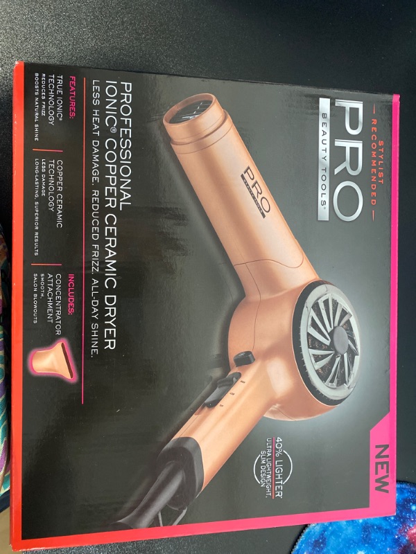 Photo 1 of PRO Beauty Tools Professional Ionic Hair Dryer, rose gold