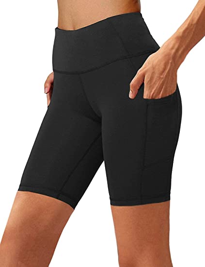Photo 1 of Women's High Waist Biker Short Side Pocket Workout Tummy Control Bike Shorts Yoga Running Exercise Spandex Leggings