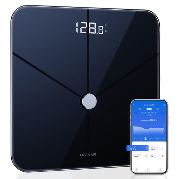 Photo 1 of Urikar Smart Body Fat Scale digital bathroom scale, high precision 0.2lbs/0.1g, 40lbs black