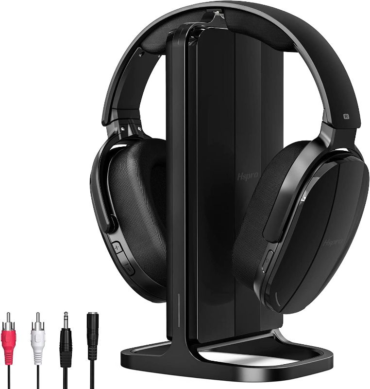 Photo 1 of HSPRO Wireless TV Headphones, Over Ear Headsets with Wireless 2.4GHz RF Transmitter Charging Dock, Rechargeable Digital Stereo Headsets for Watching TV Computer Games, 100ft Wireless Range